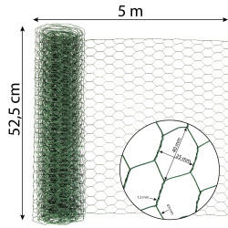 Siatka hexagonalna ocynkowana zielona 0,5x5m ogrodzenie 25x25mm