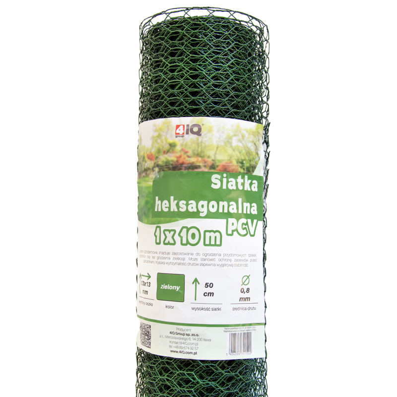 Siatka hexagonalna PCV zielona 0,5x10m ogrodzenie 13x13mm