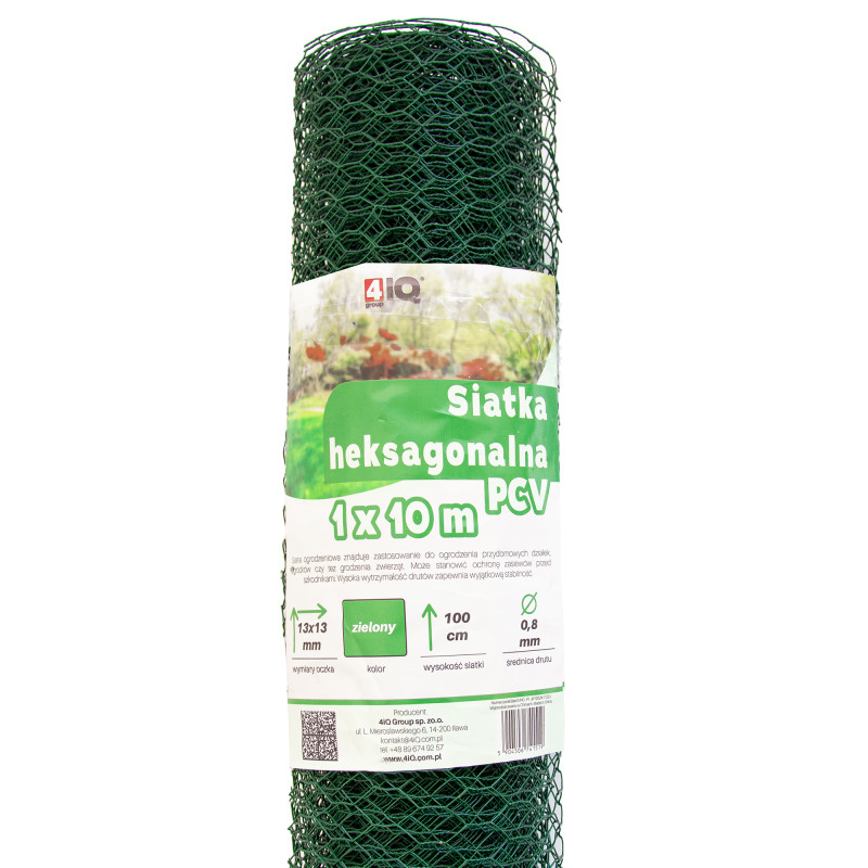 Siatka hexagonalna PCV zielona 1x10m ogrodzenie 13x13mm