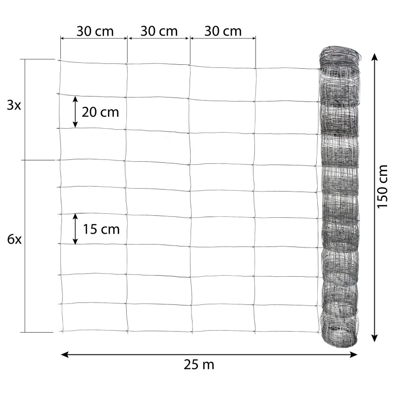 Siatka rolno-leśna druciana 150/10/30 ogrodzenie 25m