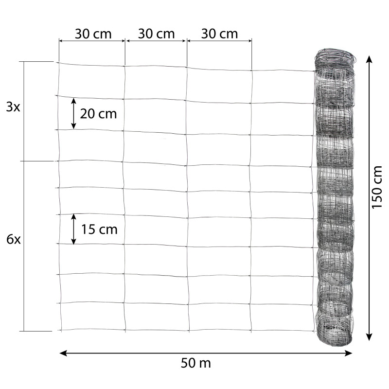 Siatka rolno-leśna druciana 150/10/30 ogrodzenie 50m