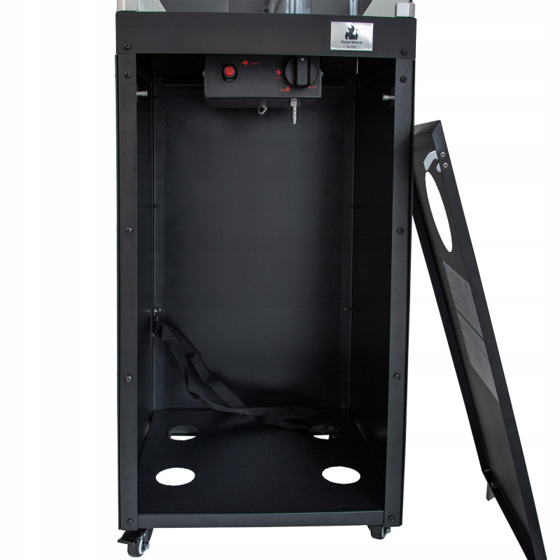 Gazowy ogrzewacz tarasowy Lava Rocks czarny stalowy 8kW z kamieniami i reduktorem