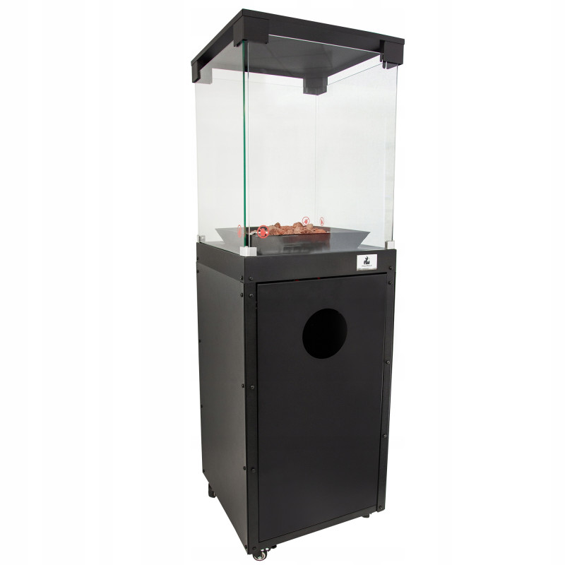 Gazowy ogrzewacz tarasowy Lava Rocks czarny stalowy 8kW z kamieniami i reduktorem