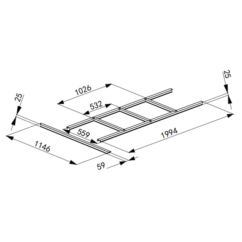 Baza 199.4X55.9X2.5 cm do Domku Stalowego 3,5m2 z drewutnią