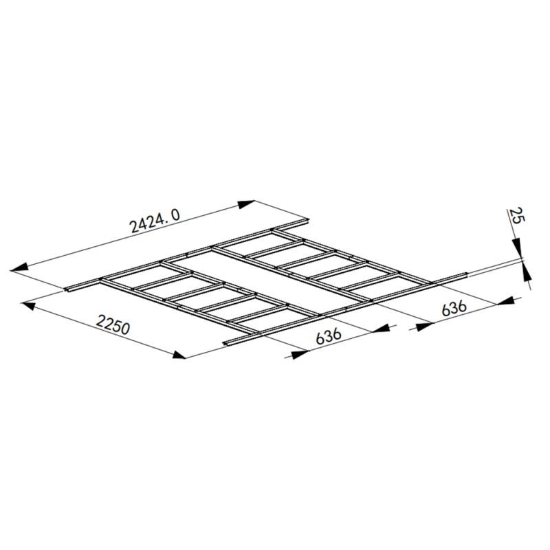 Baza 242.4X225X2.5 cm do Domku Stalowego 10m2 z drewutnią