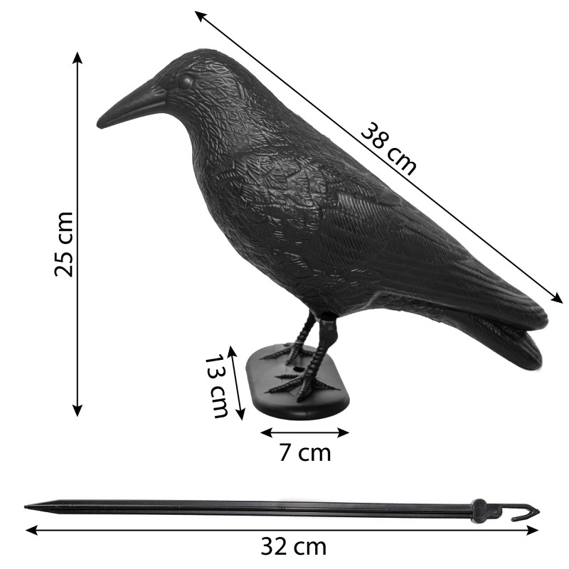 Duży Kruk Odstraszacz Ptaków Gołębi 38cm