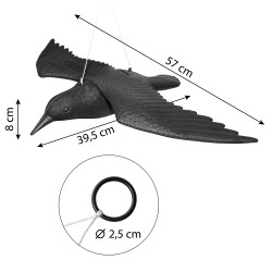 Duży Kruk w Locie Odstraszacz Ptaków Gołębi Wiszący 57 cm