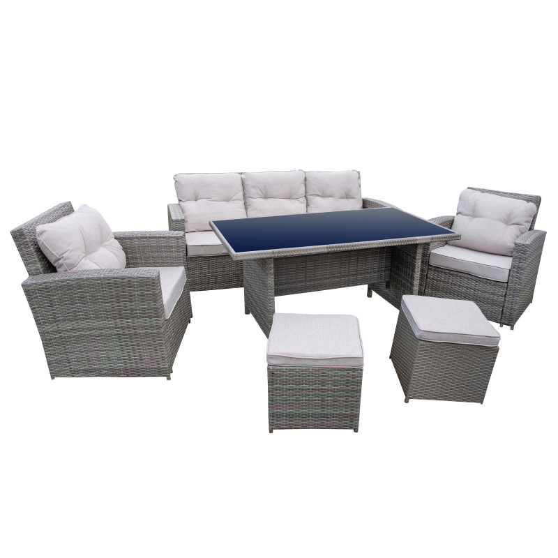 Zestaw Mebli Ogrodowych AMARA Rattan PE 7-osobowy SZARY