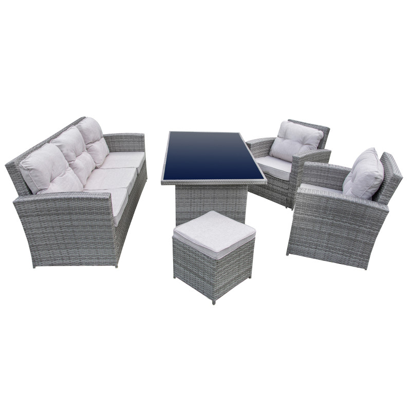 Zestaw Mebli Ogrodowych AMARA Rattan PE 7-osobowy SZARY