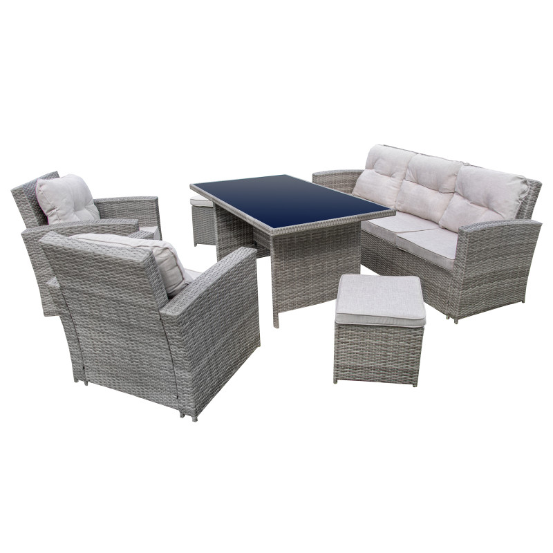 Zestaw Mebli Ogrodowych AMARA Rattan PE 7-osobowy SZARY