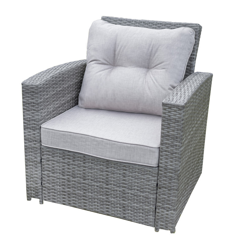 Zestaw Mebli Ogrodowych AMARA Rattan PE 7-osobowy SZARY