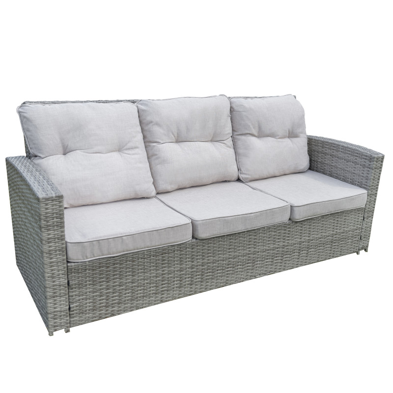 Zestaw Mebli Ogrodowych AMARA Rattan PE 7-osobowy SZARY