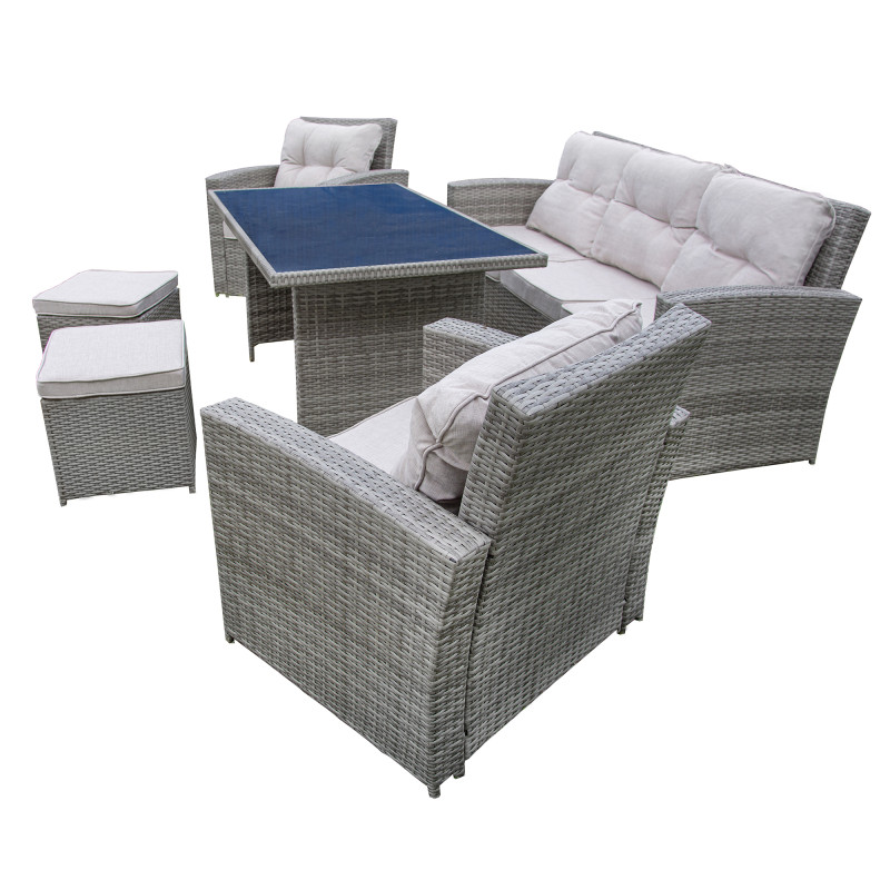 Zestaw Mebli Ogrodowych AMARA Rattan PE 7-osobowy SZARY