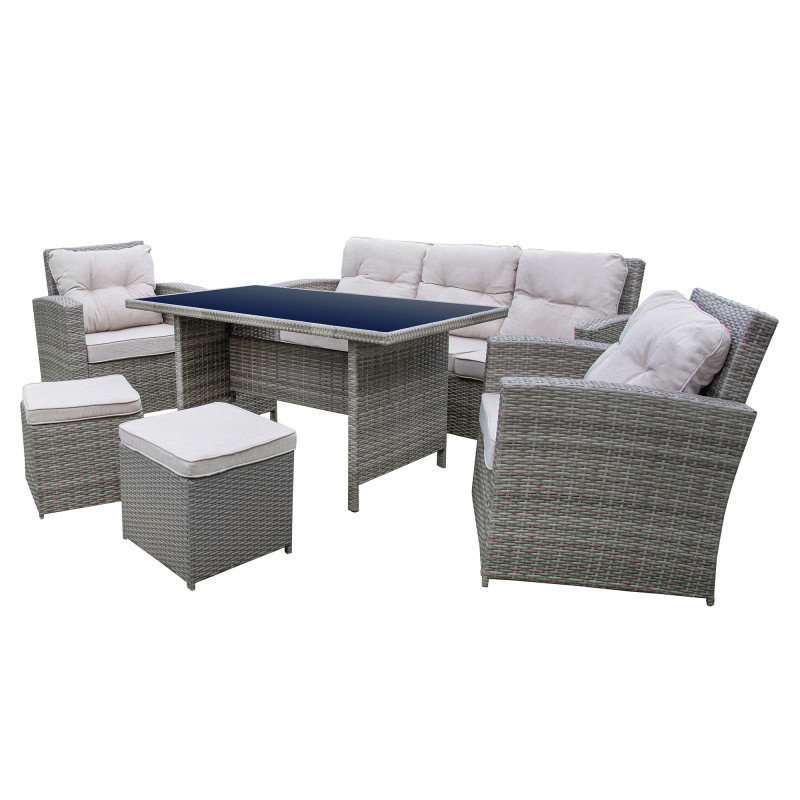 Zestaw Mebli Ogrodowych AMARA Rattan PE 7-osobowy SZARY