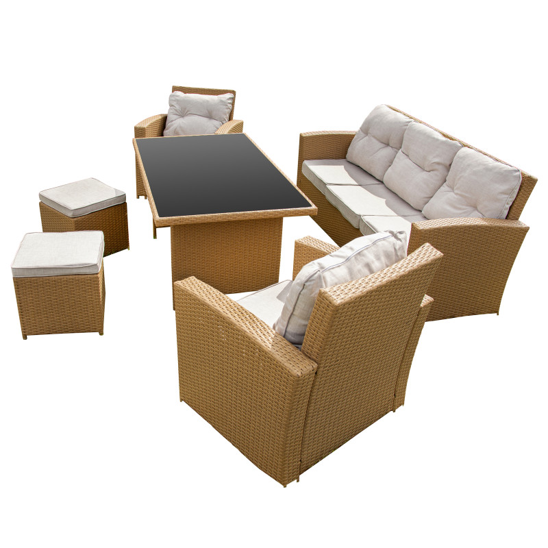 Zestaw Mebli Ogrodowych AMARA Rattan PE 7-osobowy BRĄZOWY