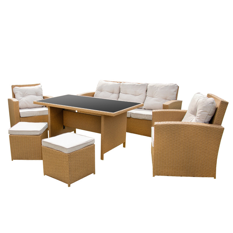 Zestaw Mebli Ogrodowych AMARA Rattan PE 7-osobowy BRĄZOWY