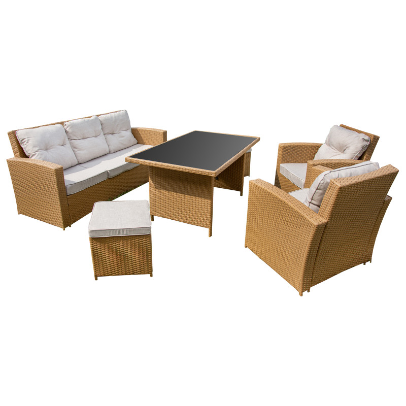 Zestaw Mebli Ogrodowych AMARA Rattan PE 7-osobowy BRĄZOWY