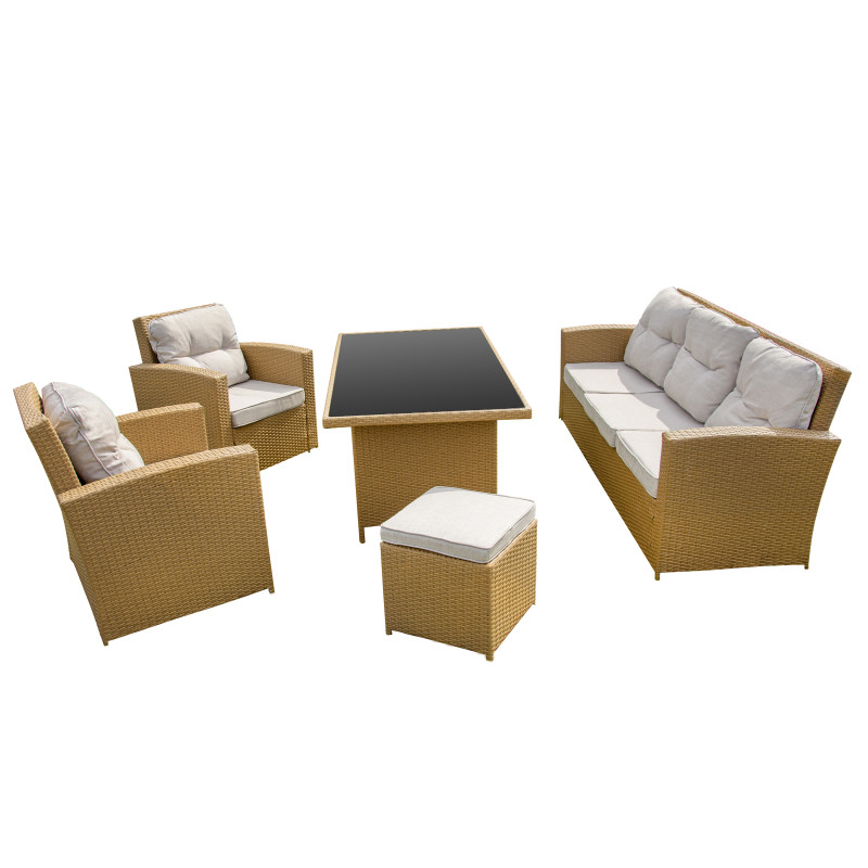 Zestaw Mebli Ogrodowych AMARA Rattan PE 7-osobowy BRĄZOWY