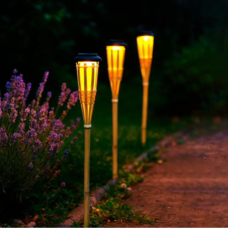 Lampa solarna pochodnia bambusowa 9x61 cm do ogrodu wbijana
