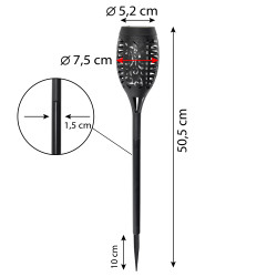 Pochodnia solarna mała 7,5x50,5cm lampa solarna z efektem płomienia