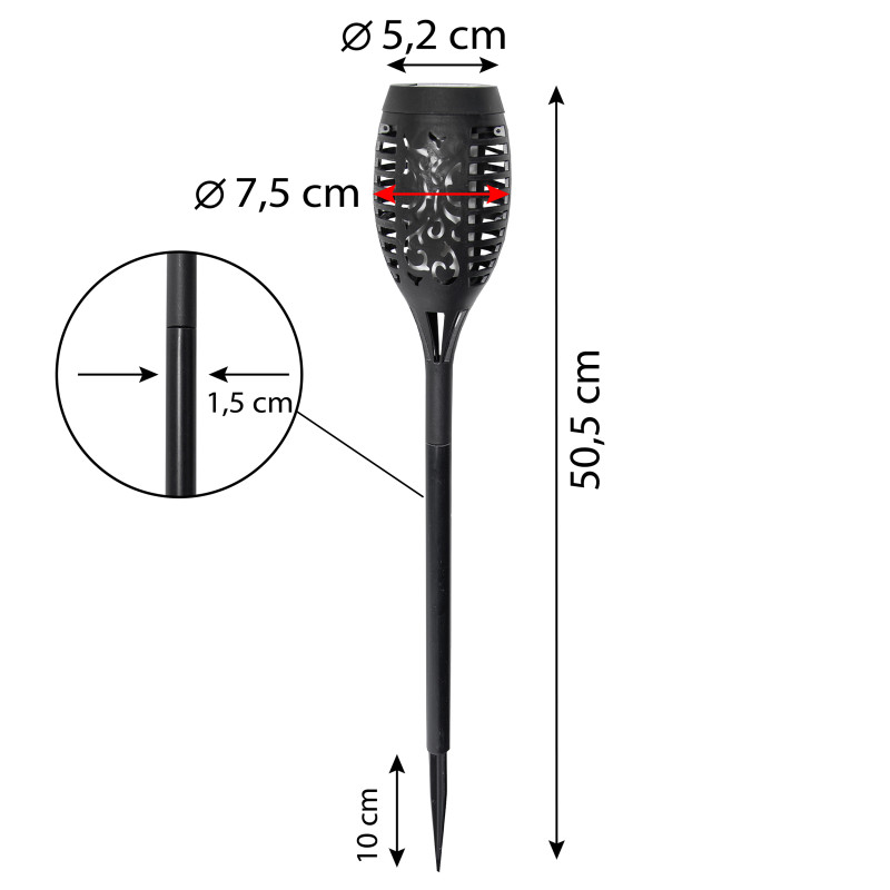 Pochodnia solarna mała 7,5x50,5cm lampa solarna z efektem płomienia