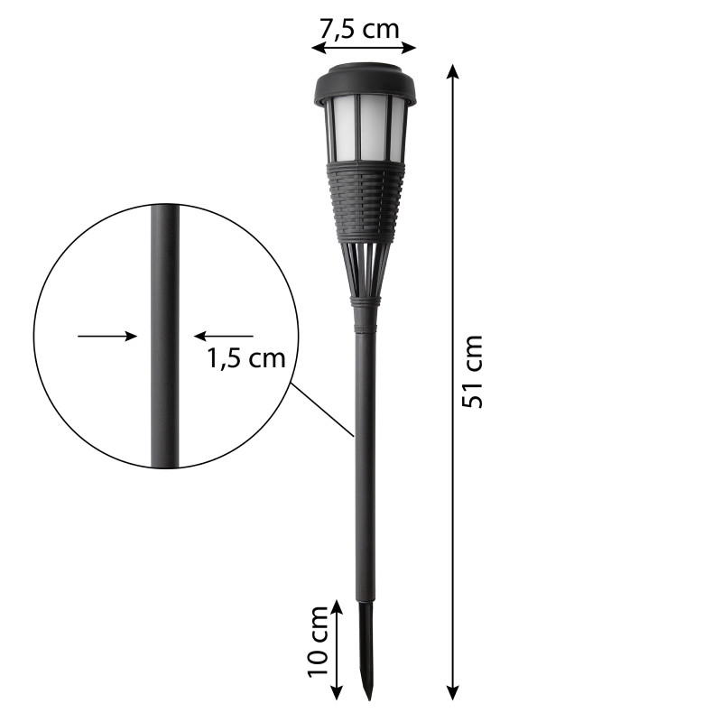 Pochodnia solarna 7,5x51cm lampa solarna z płomieniem