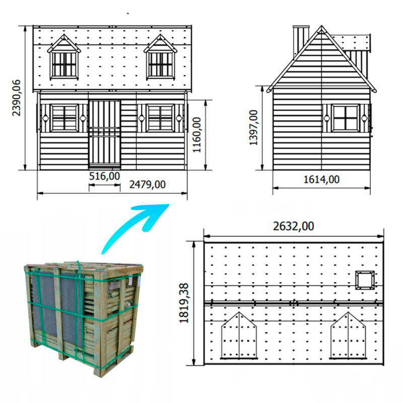 Drewniany Domek Ogrodowy Dla Dzieci Maria na Platformie Scenie