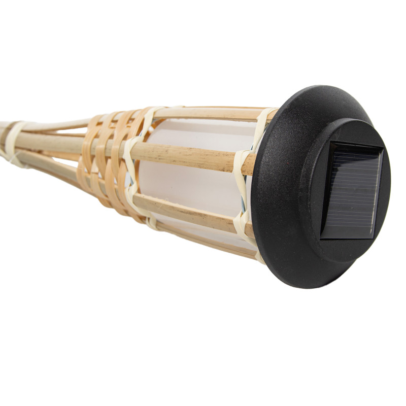 Lampa solarna pochodnia bambusowa 9x61 cm do ogrodu wbijana - 3 sztuki