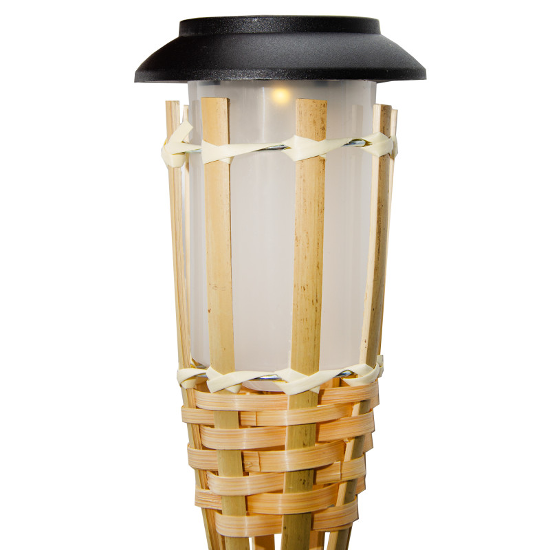Lampa solarna pochodnia bambusowa 9x61 cm do ogrodu wbijana - 3 sztuki