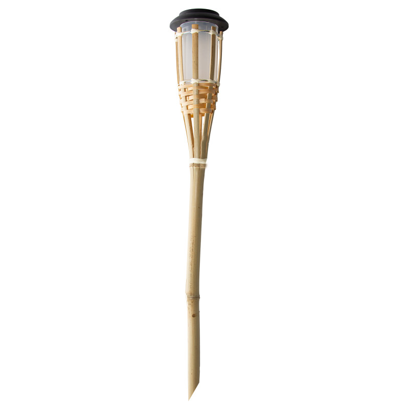 Lampa solarna pochodnia bambusowa 9x61 cm do ogrodu wbijana - 6 sztuk