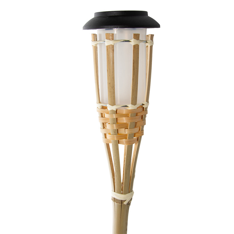 Lampa solarna pochodnia bambusowa 9x61 cm do ogrodu wbijana - 6 sztuk