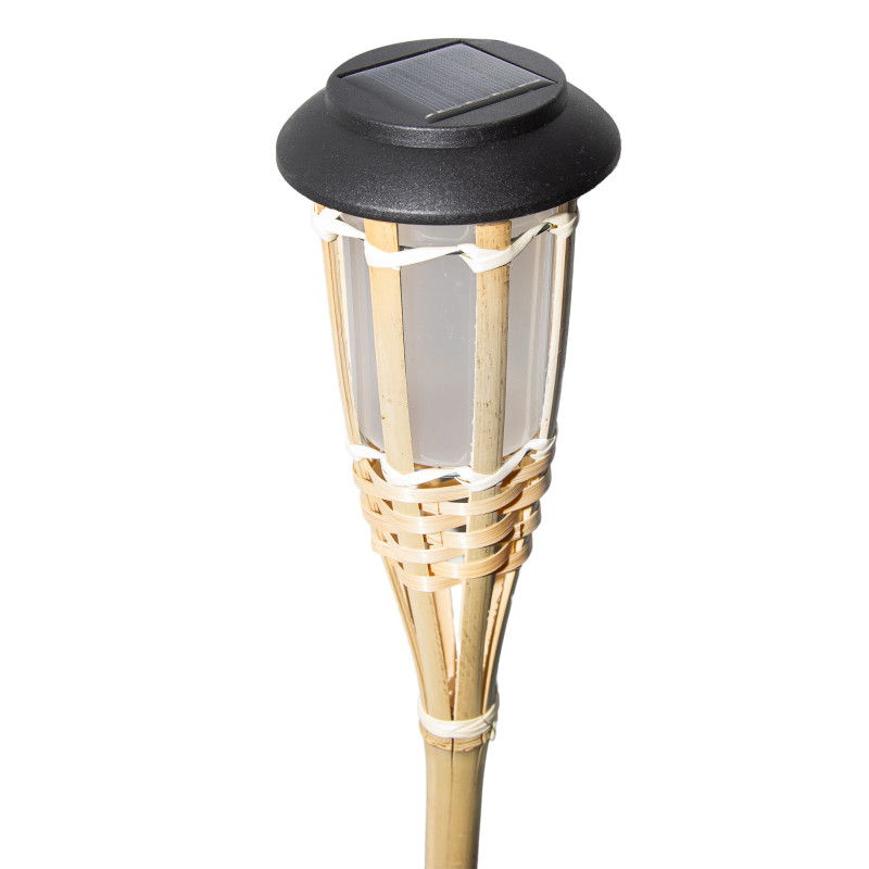 Lampa solarna pochodnia bambusowa 9x61 cm do ogrodu wbijana - 6 sztuk