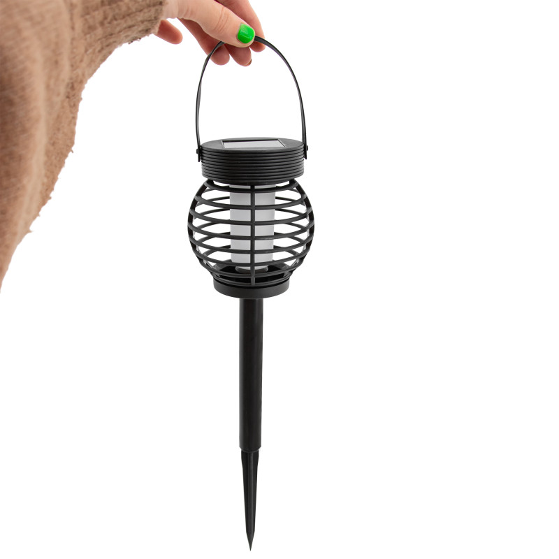 Latarnia solarna 9,5x38cm latarenka z uchwytem 2w1 wisząca stojąca - 3 sztuki