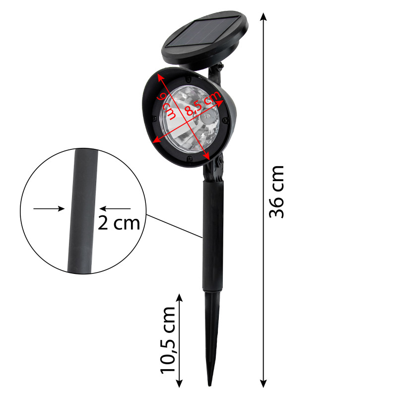 Lampa solarna 36 cm kolorowy reflektor - 6 sztuk