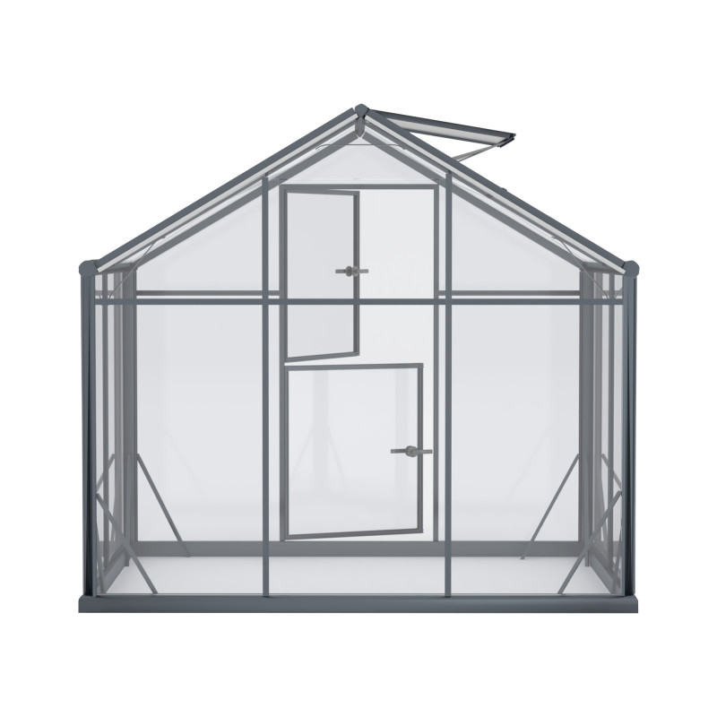Szklarnia HYBRID Poliwęglan Szkło Hartowane 220x150cm L-3 Antracytowa 3,3m2