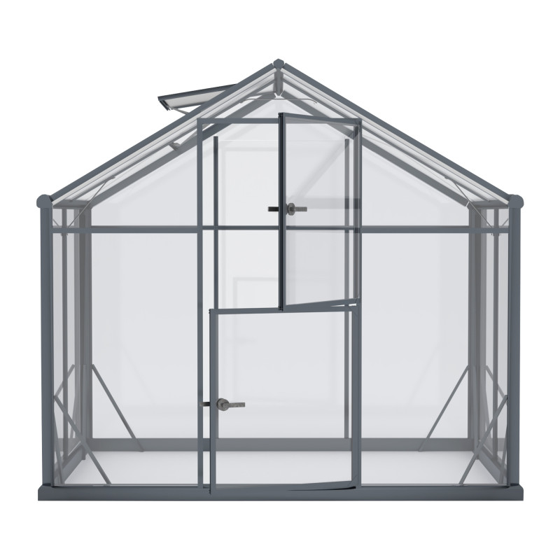 Szklarnia HYBRID Poliwęglan Szkło Hartowane 220x150cm L-3 Antracytowa 3,3m2