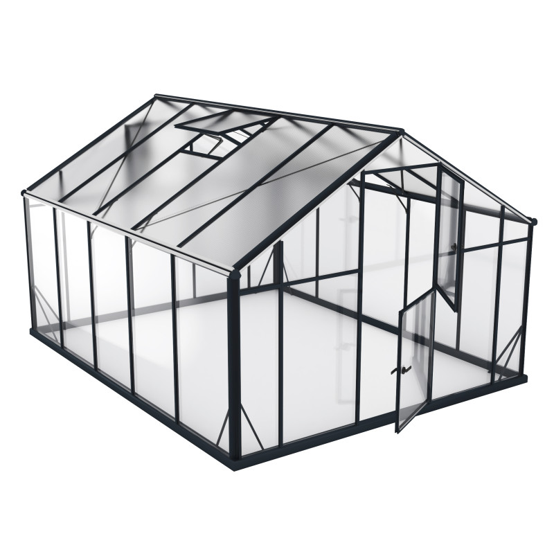 Szklarnia HYBRID Poliwęglan Szkło Hartowane 290x360cm XL-10 Czarna 10,44m2