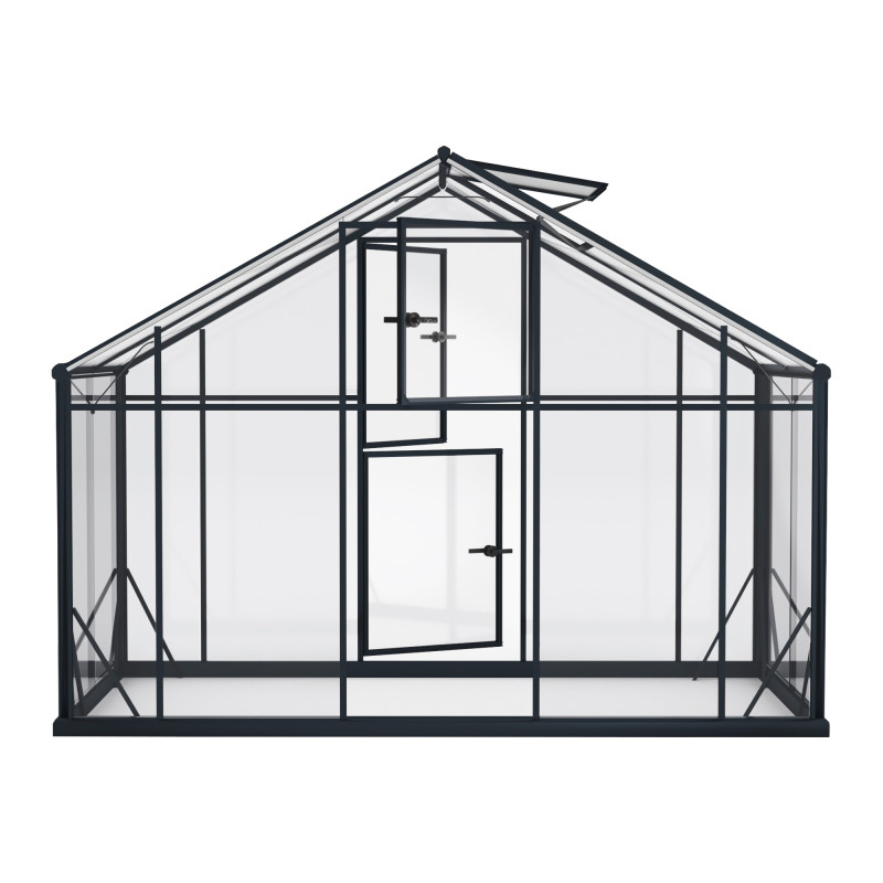 Szklarnia HYBRID Poliwęglan Szkło Hartowane 290x360cm XL-10 Czarna 10,44m2