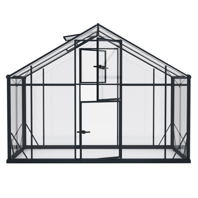 Szklarnia HYBRID UP Poliwęglan Szkło Hartowane 290x360cm XL-10 Czarna 10,44m2