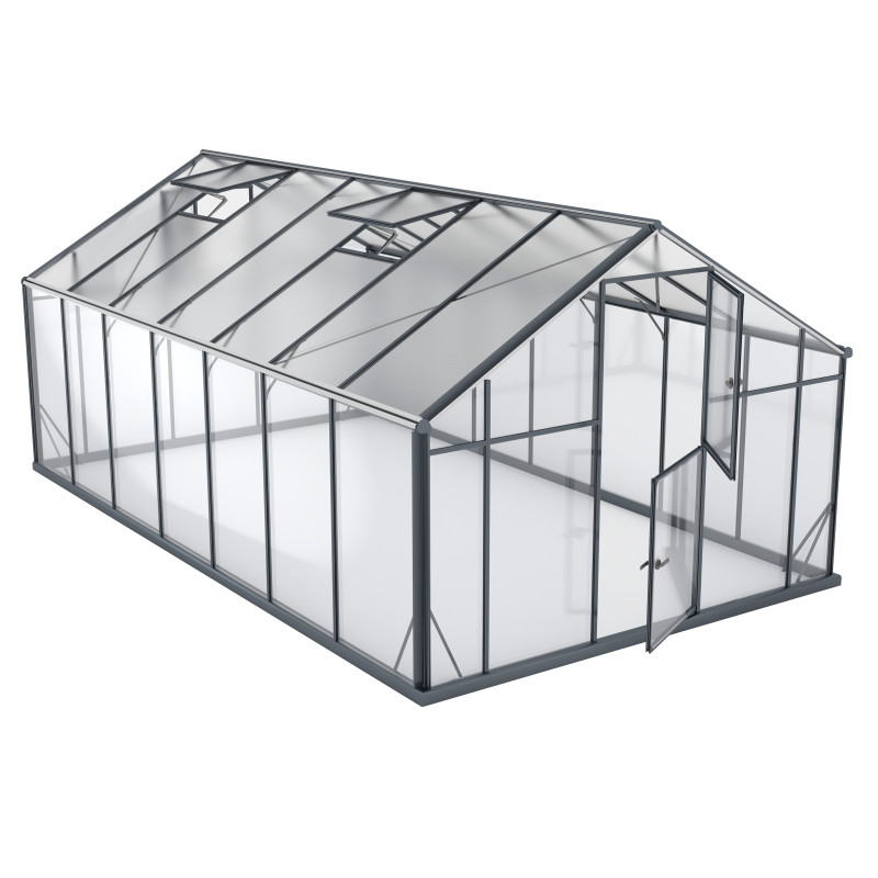 Szklarnia HYBRID UP Poliwęglan Szkło Hartowane 290x500cm XL-15 Antracytowa 14,5m2