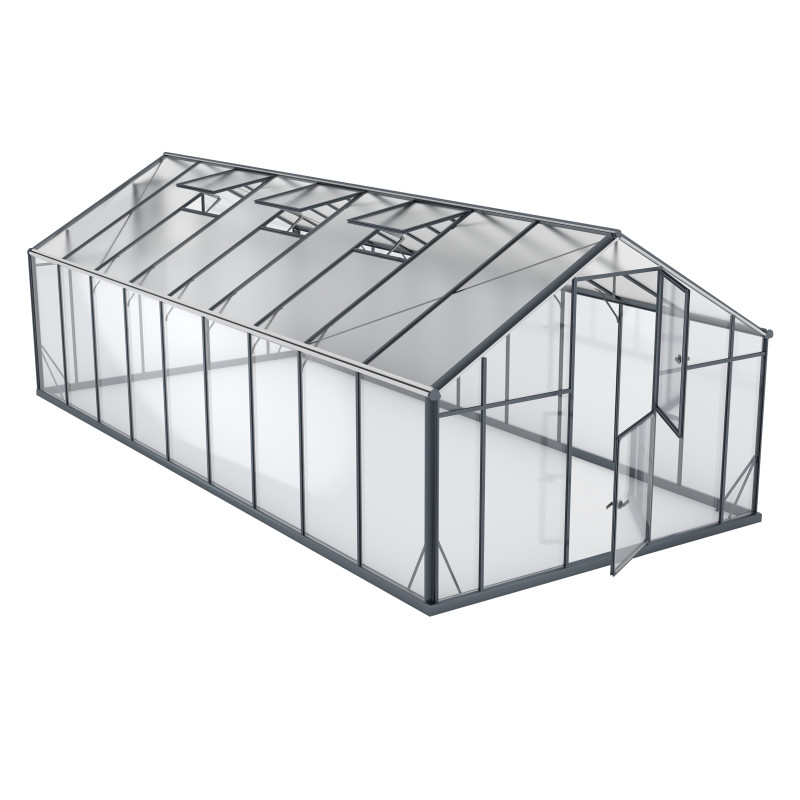 Szklarnia HYBRID UP Poliwęglan Szkło Hartowane 290x640cm XL-18 Antracytowa 18,6m2