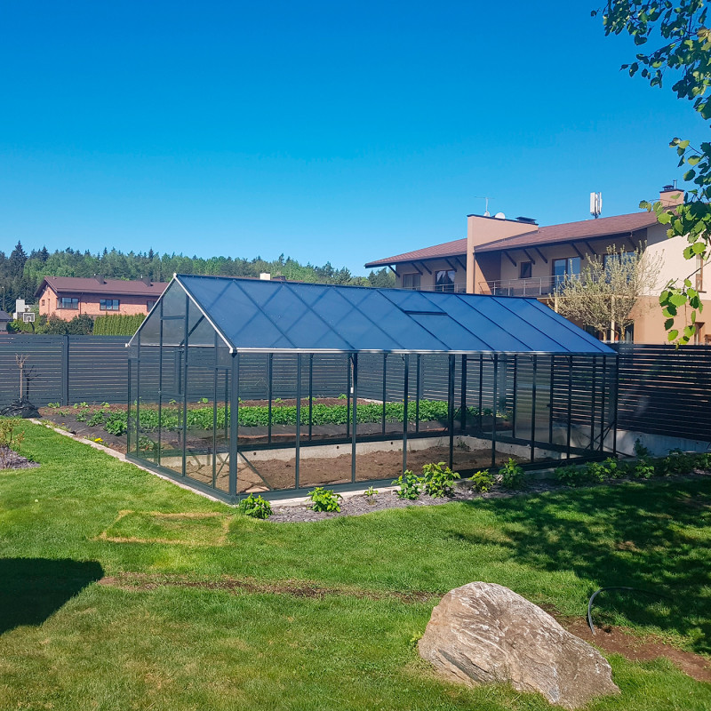 Szklarnia HYBRID UP Poliwęglan Szkło Hartowane 290x640cm XL-18 Antracytowa 18,6m2