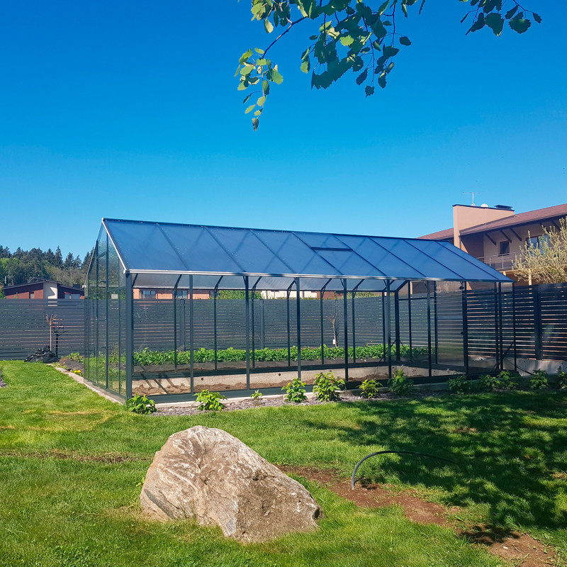 Szklarnia HYBRID UP Poliwęglan Szkło Hartowane 290x640cm XL-18 Antracytowa 18,6m2