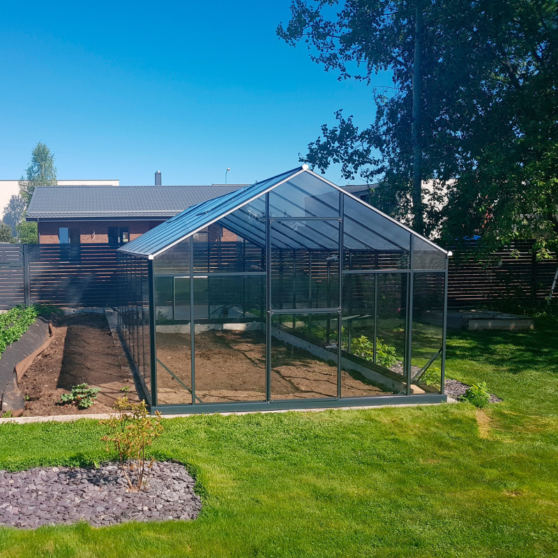 Szklarnia HYBRID UP Poliwęglan Szkło Hartowane 290x640cm XL-18 Antracytowa 18,6m2