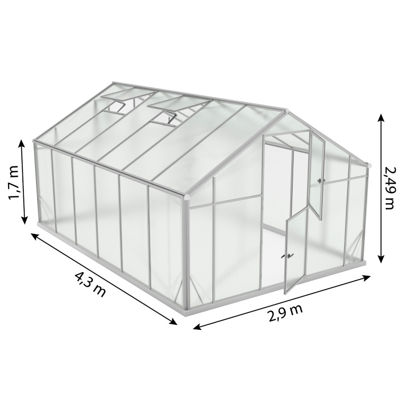Szklarnia Poliwęglan UP 290x430cm XL-12 12,5m2 H170