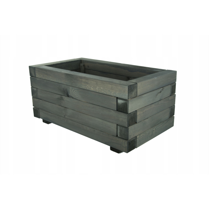 Duża Drewniana Donica Ogrodowa Antracyt 80x47x37,5 cm