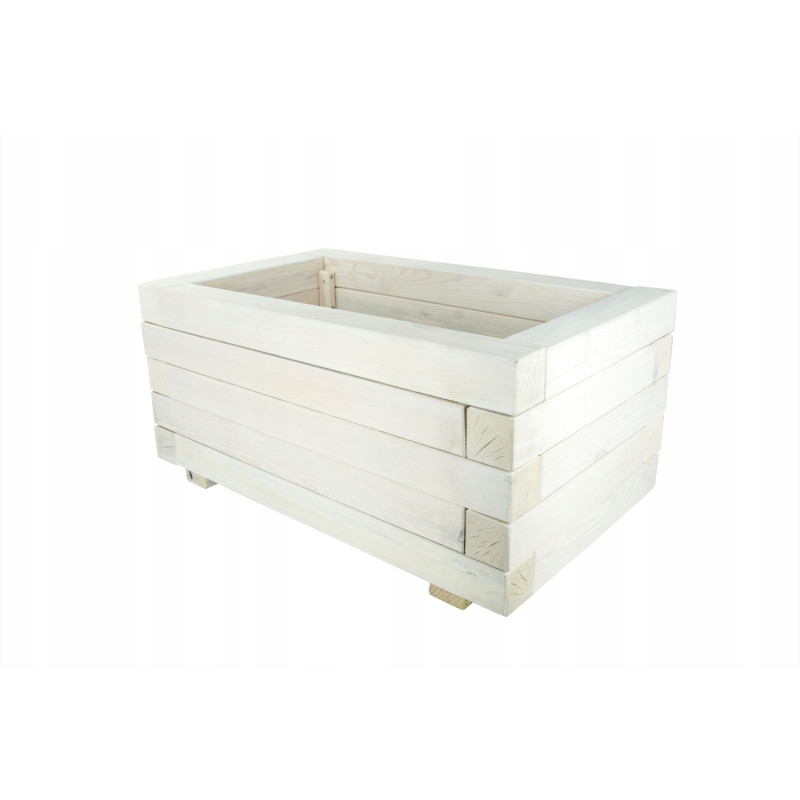 Duża Drewniana Donica Ogrodowa Bielona 80x47x37,5 cm