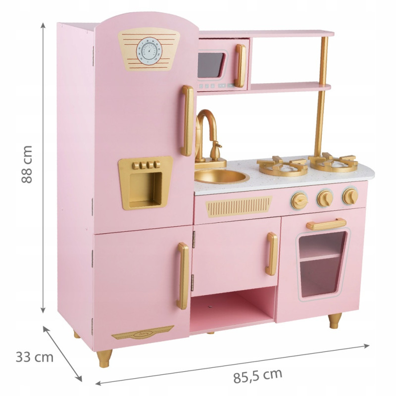 Drewniana kuchnia dla dzieci KitchenJoy Rożowo-złota