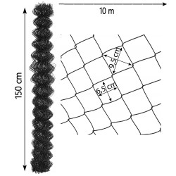 Siatka ogrodzeniowa pleciona antracyt 150 cm 10 m drut 2,5 mm oczko 65x65 mm