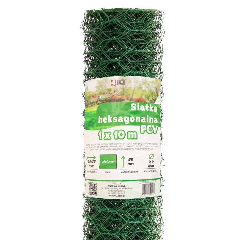 Siatka hexagonalna PCV zielona 0,5x10m ogrodzenie 25x25mm